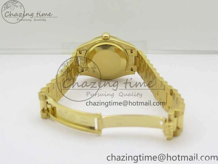 0516 Daydate 278288 31mm YG EWF Best Edition Green Malachite Dial on YG President Bracelet ETA SunProtective 2605